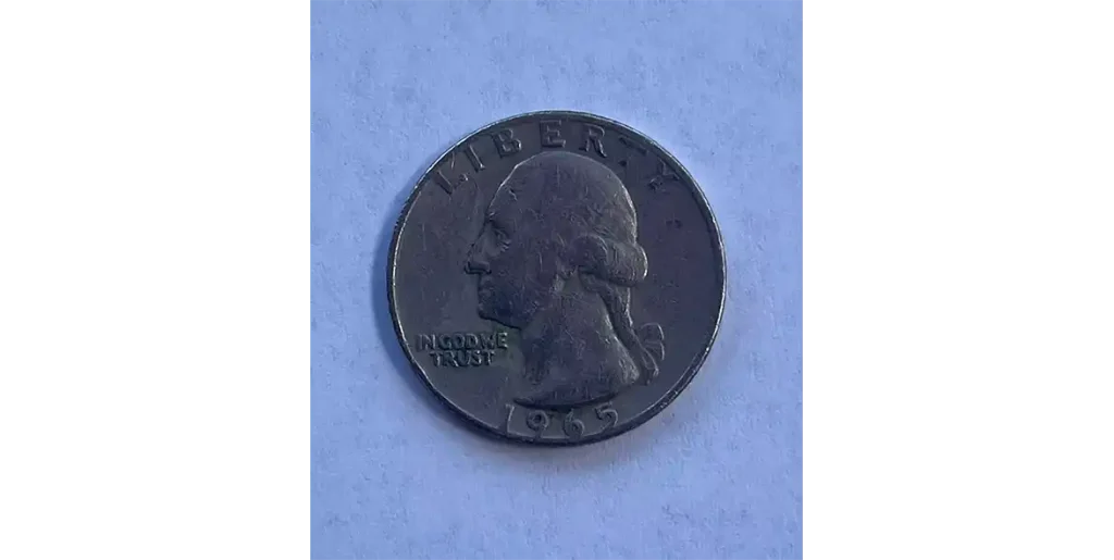 1965 washington quarter no mint mark rim letter filled a errors us coin